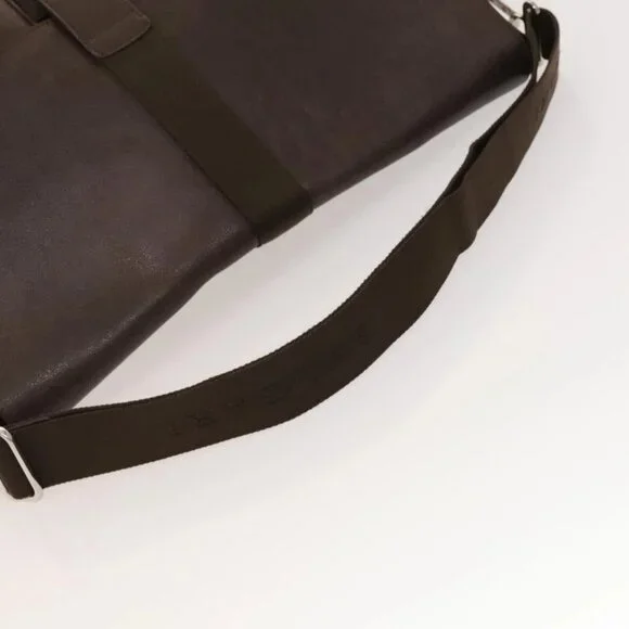 BVLGARI Shoulder Bag Leather Brown Silver Auth
